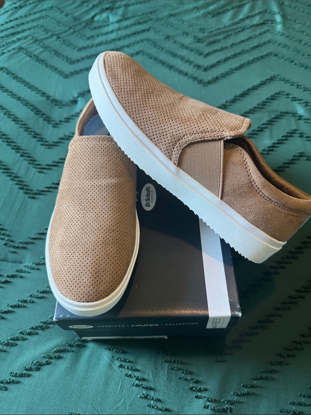 Dr. Scholl's Tan Perforated Faux Suede Slip-On Loafers